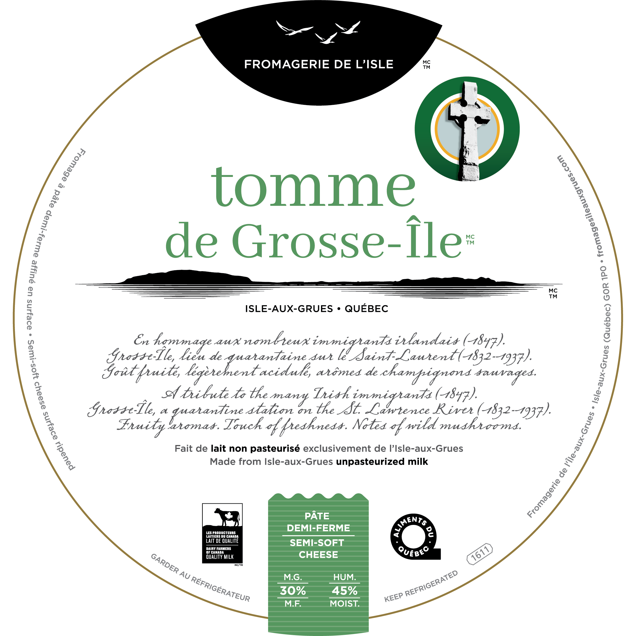 Étiquette - Tomme de  Grosse-Ile